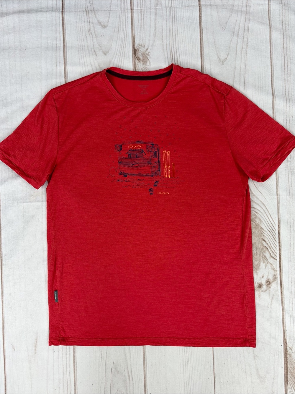 Icebreaker Merino 150 Tech Lite Short-Sleeve Graphic Tee Red Sz M - Picture 8 of 10